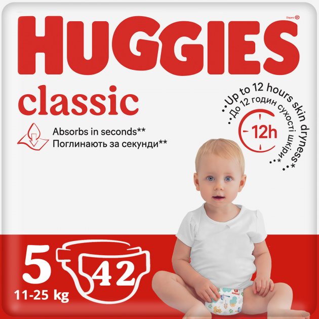 Підгузки Huggies Classic 5 Jumbo (11-25кг) 42шт